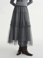Ethereal Three-Color Mesh Straight Skirt