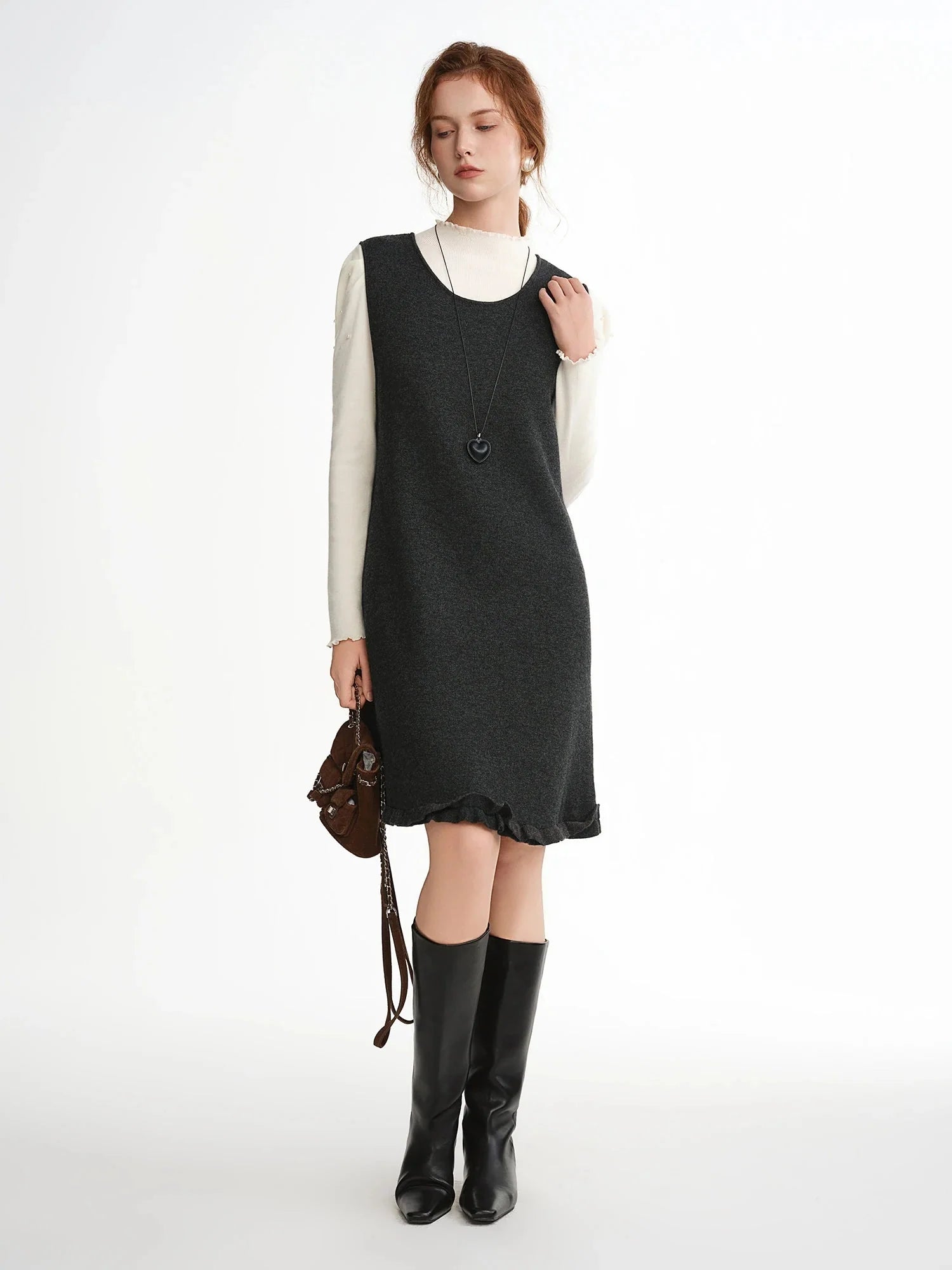 Ruffled Mini Sleeveless Dress Chic Knitted Vestido