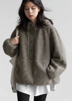 Hooded Granular Fleece Jacket Loose Casual Short Coat
