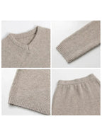 V-Neck Sweater & Mini Skirt Set 2-Piece Knit Outfit