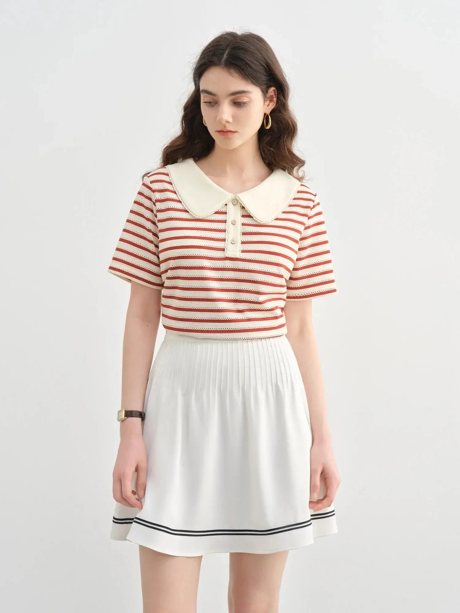 Plus Size Striped Short-Sleeved Top