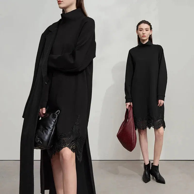 Turtleneck Knit Winter Dress for Women