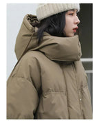 White Duck Down Hooded Coat Warm Winter Overcoat
