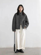 Retro Short Woolen Coat Stand-Up Collar Winter Jacket