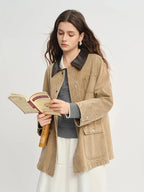 Plus Size Contrast Wash Denim Jacket