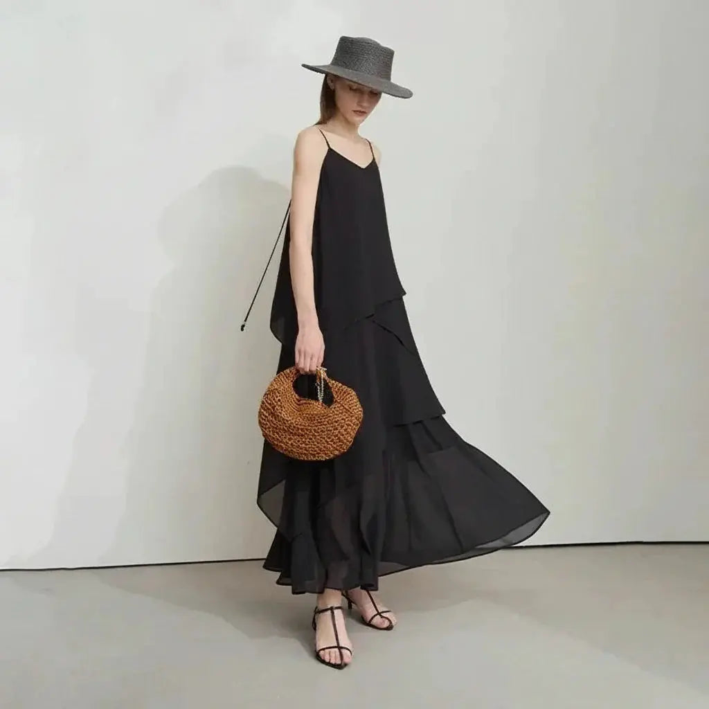 Autumn New Minimalist Layered Chiffon Dress