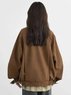 Loose Leather Stand Collar Jacket