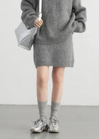 V-Neck Sweater & Mini Skirt Set 2-Piece Knit Outfit