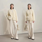 Warm Loose Fit Faux Fur Belted Jacket