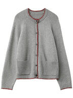 Contrast Color Cardigan Loose Casual Knitwear