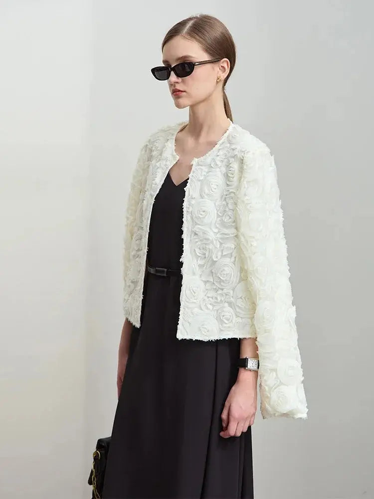 Elegant Floral Embellished Short Jacket