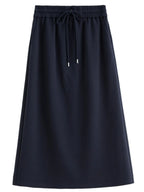 Plus Size Navy Blue Sweater Skirt Set - Long Sleeve Autumn Fashion