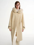 Plus Size Fox Fur Collar Wool Overcoat Luxury Winter Coat