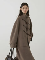 Women's Retro Wool Overcoat: Loose Fit Korean Winter Style