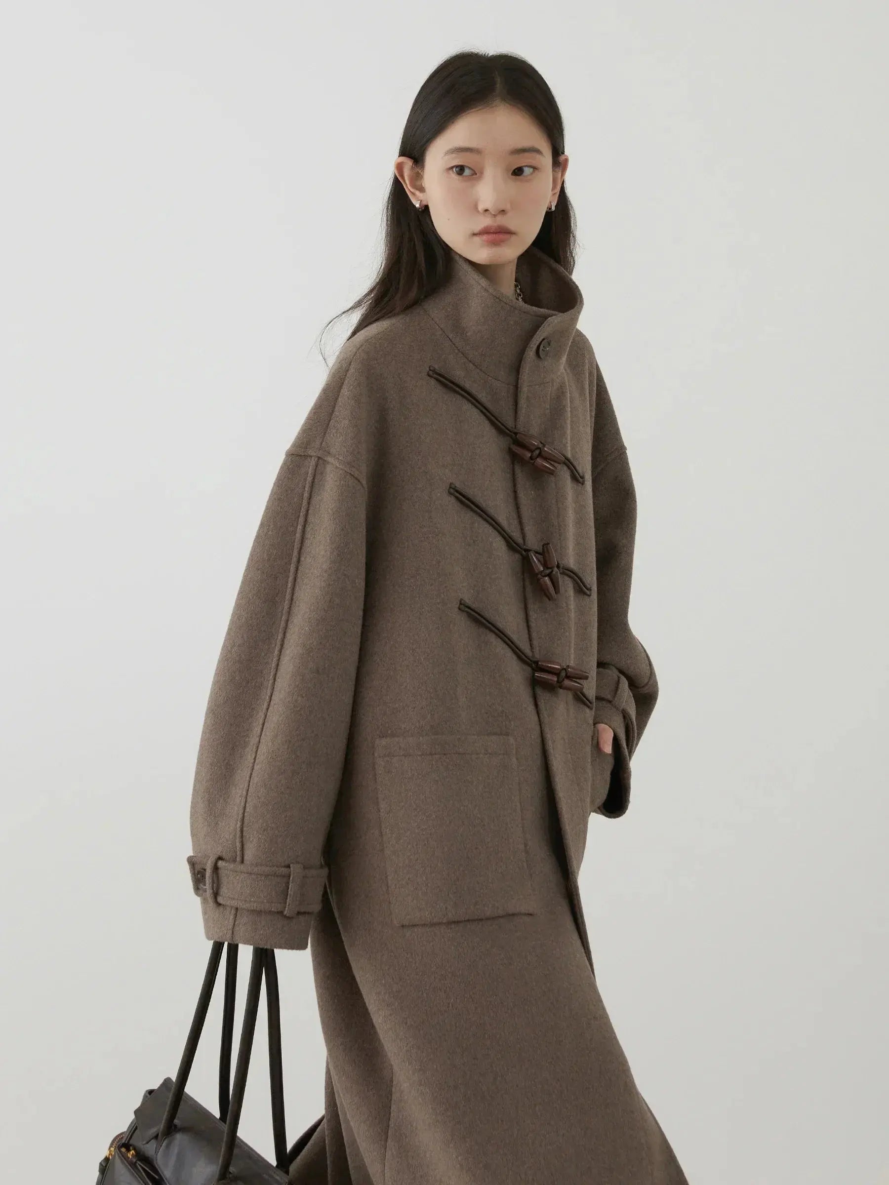 Women's Retro Wool Overcoat: Loose Fit Korean Winter Style