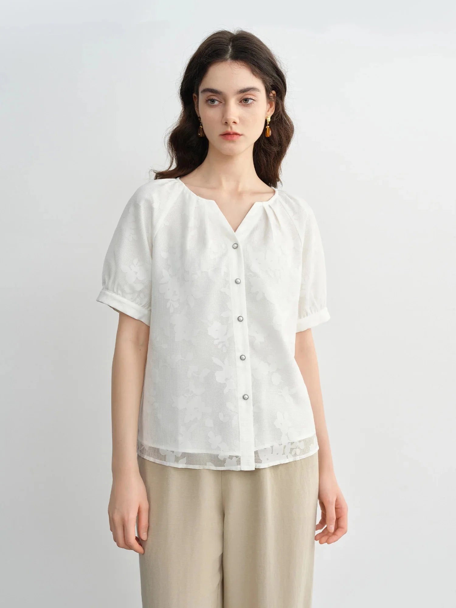 Raglan Sleeve Summer Shirt Minimalist Cotton Top