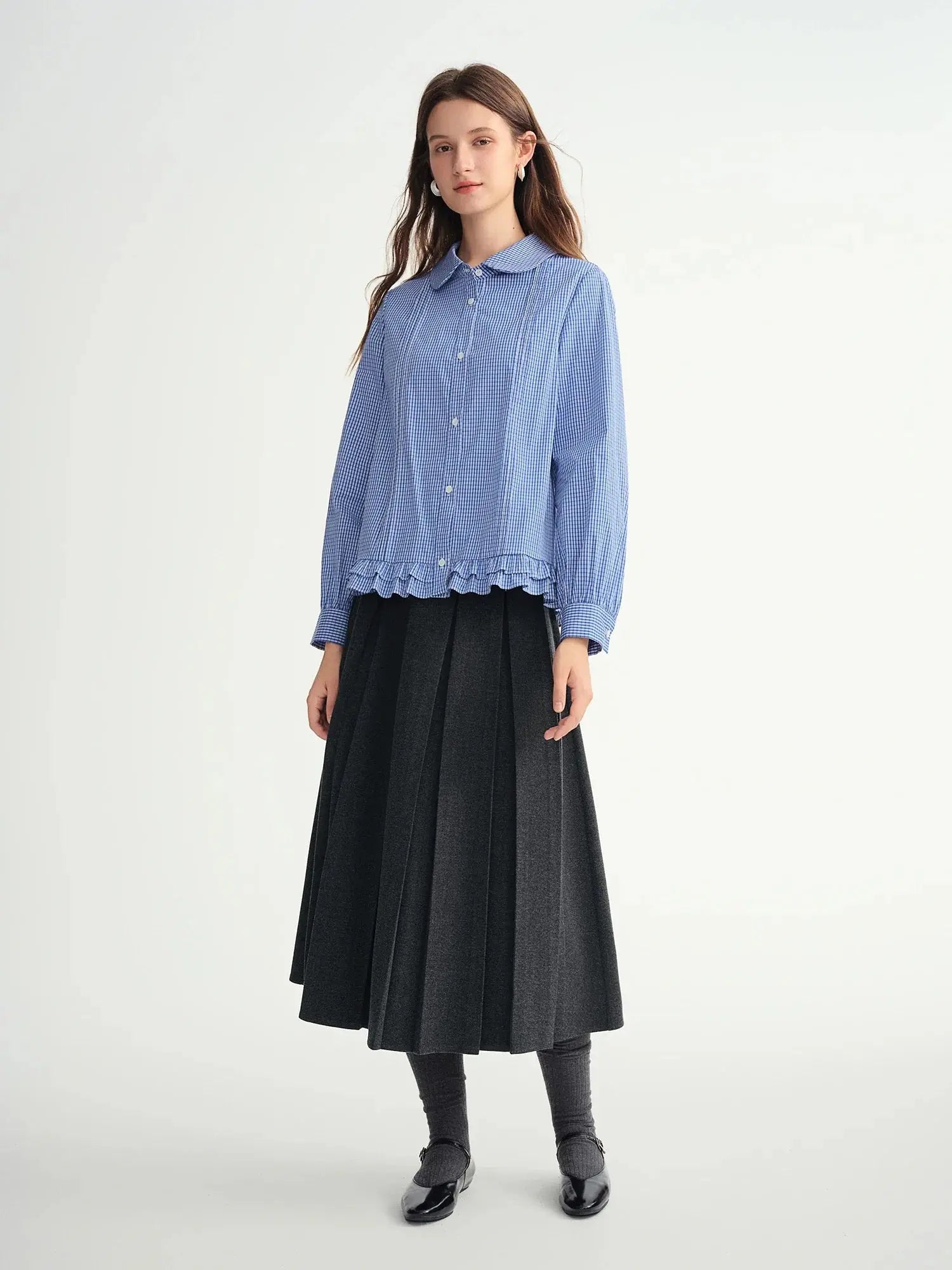 Cozy Plus-Size Winter Shirt Dress: Striped & Gathered
