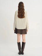 Plus Size French Style Striped Shirt with Lace Patch