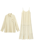 Women’s 2-Piece Striped Dress Set Casual Shirt & Camisole