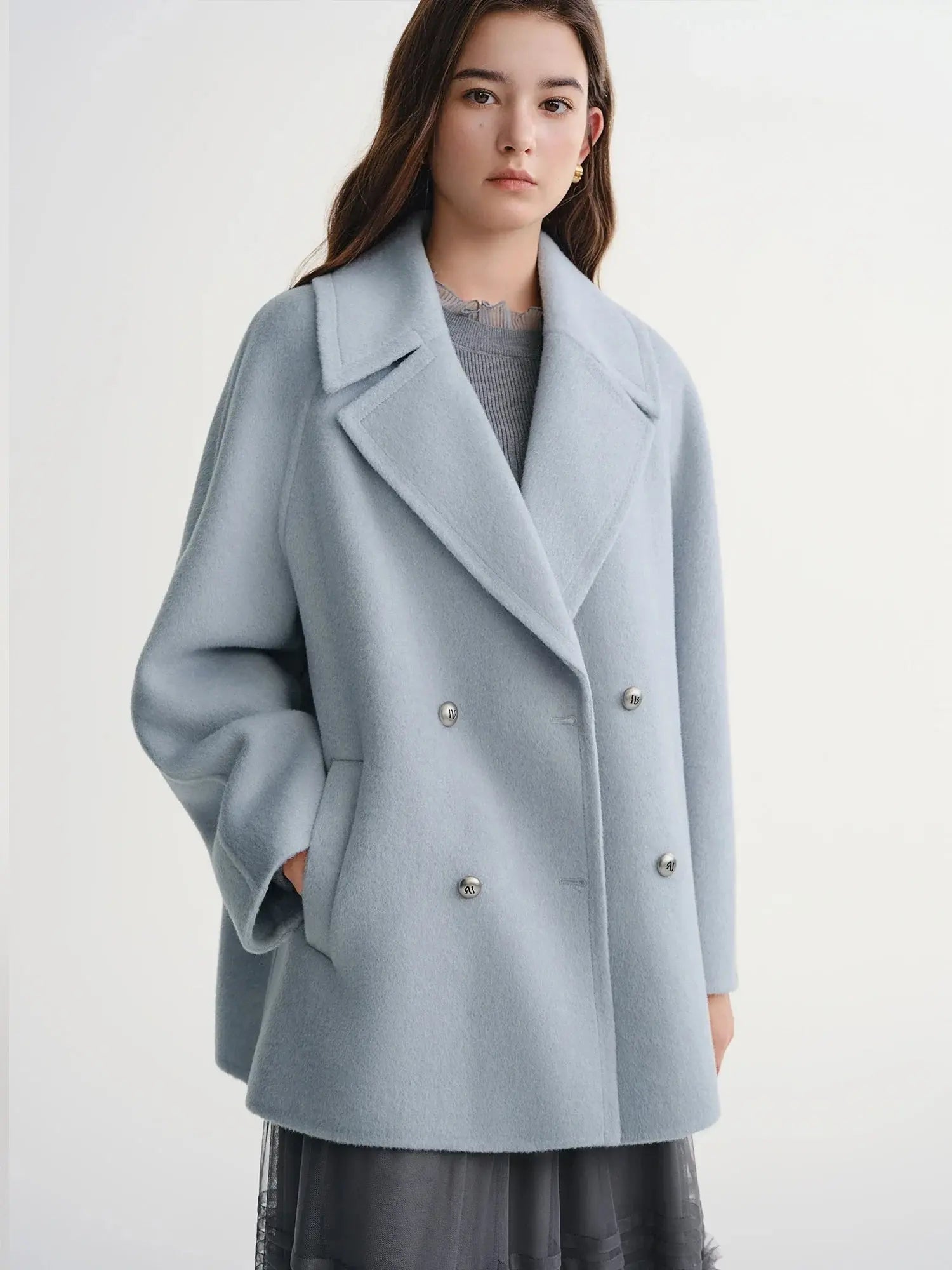 New Plus Size Wool Blend Short Coat for Women