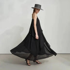 Autumn New Minimalist Layered Chiffon Dress