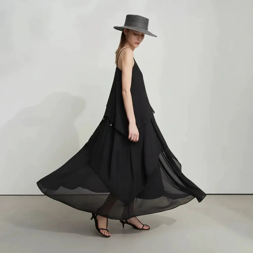 Autumn New Minimalist Layered Chiffon Dress