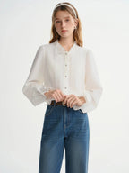 French-Style Tie-Front White Shirt