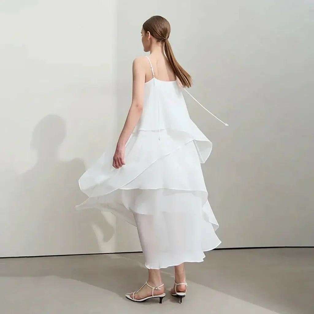 Autumn New Minimalist Layered Chiffon Dress