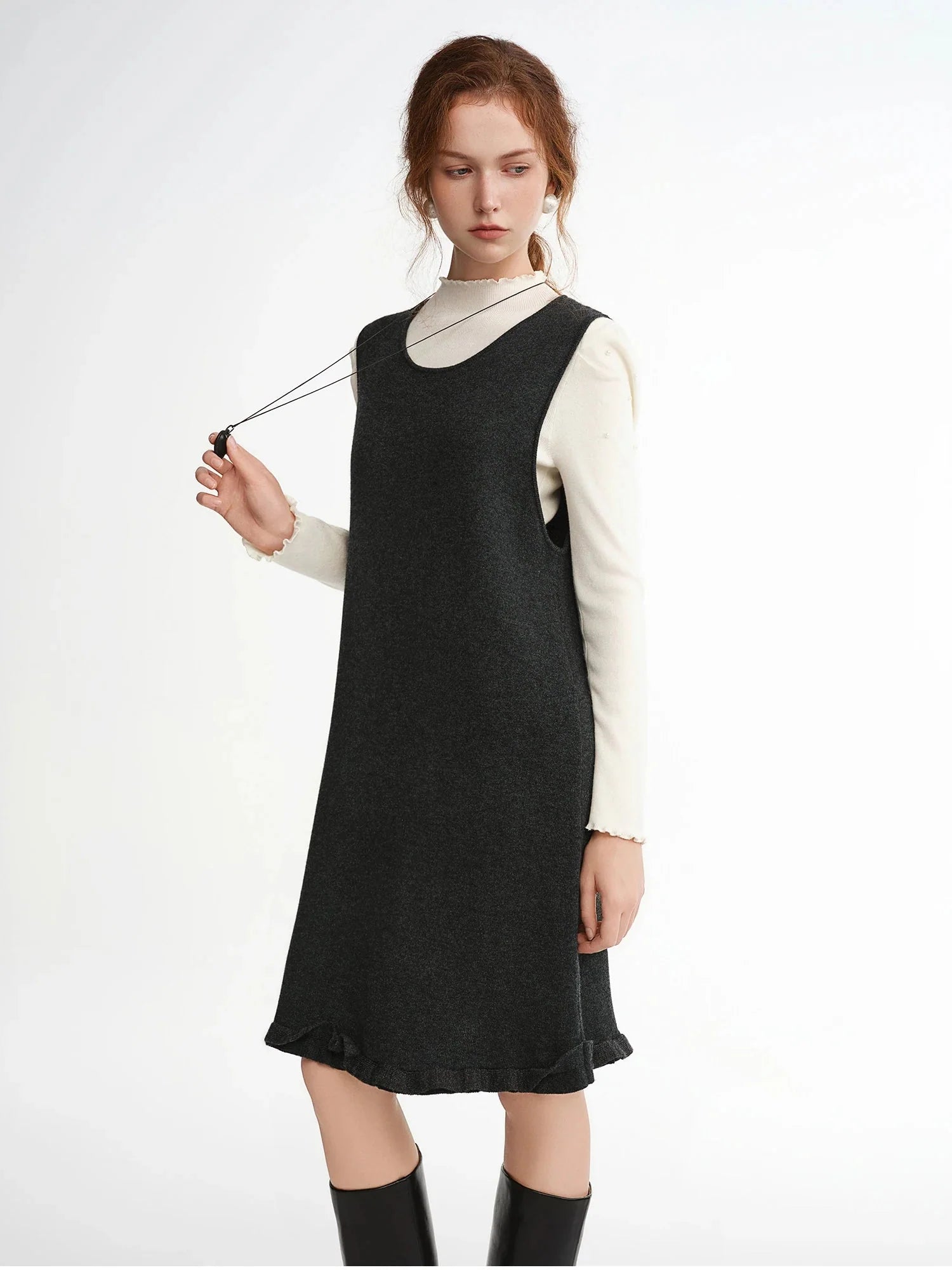Ruffled Mini Sleeveless Dress Chic Knitted Vestido