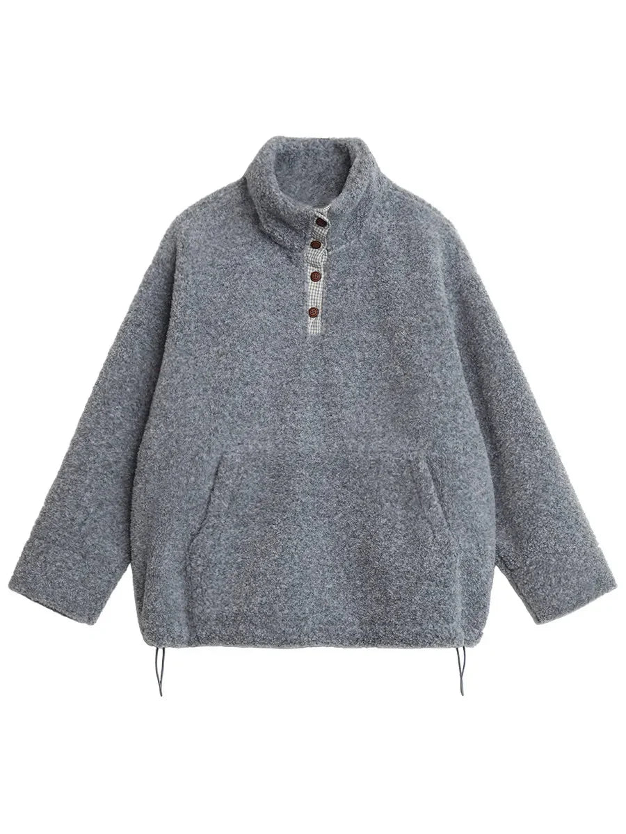 Women’s Plush Plaid Patchwork Hoodie Autumn Pullover