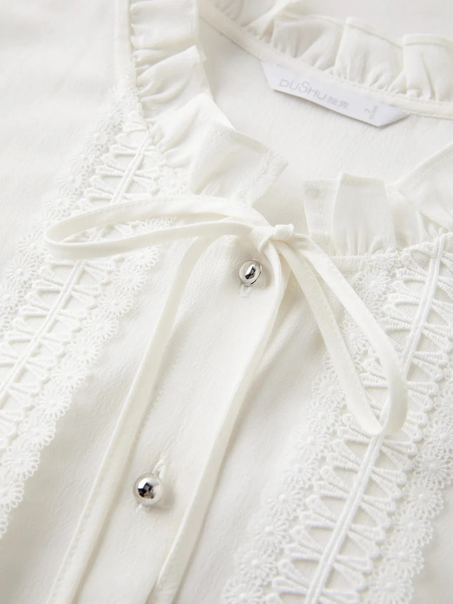 French-Style Tie-Front White Shirt