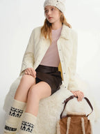 Chic & Cozy Plus Size Cream Quilted Puffer