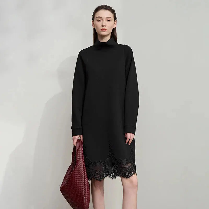 Turtleneck Knit Winter Dress for Women