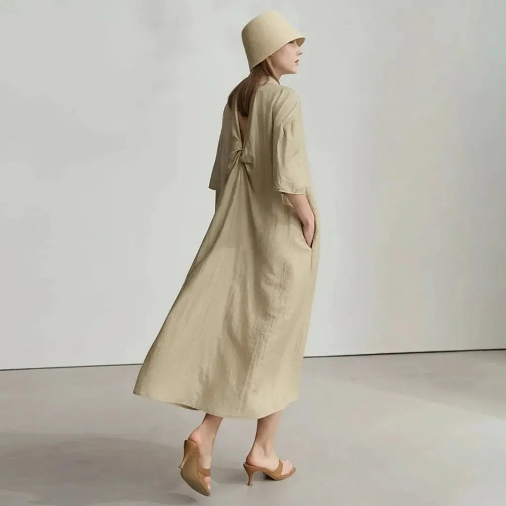 Loose Linen Drop Shoulder Dress