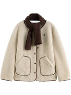 Chic Faux Fur Winter Coat with Coordinating Scarf