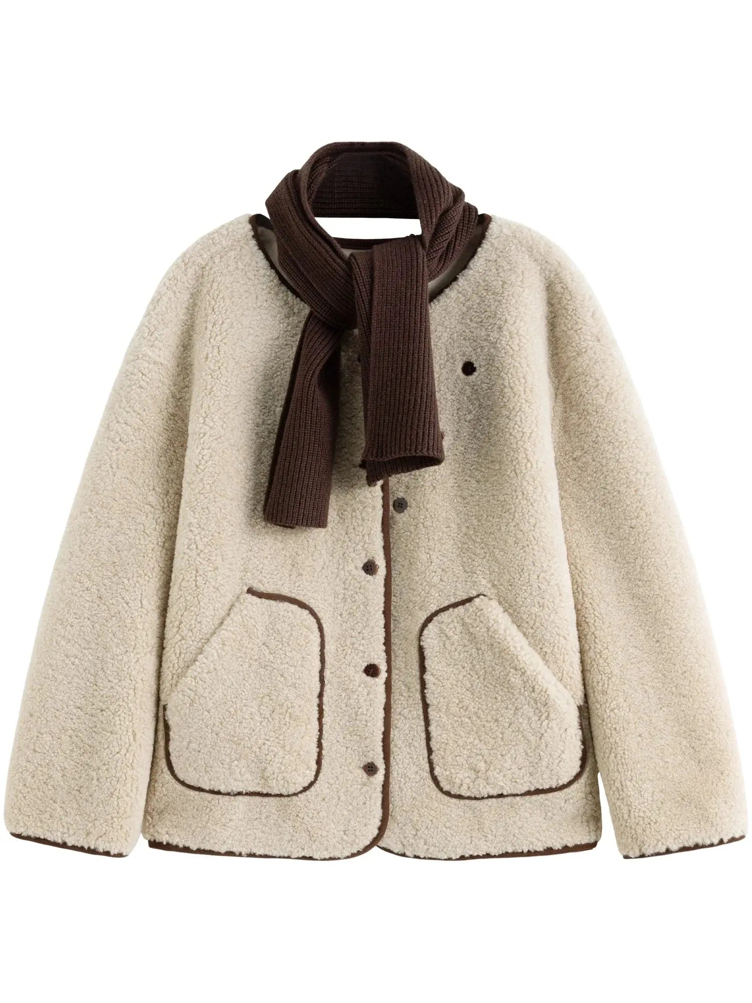 Chic Faux Fur Winter Coat with Coordinating Scarf