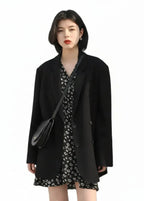 Double-Breasted Office Blazer Stylish Mid-Length Coat