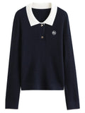 Relaxed Fit Textured Rib-Collar Knit Top