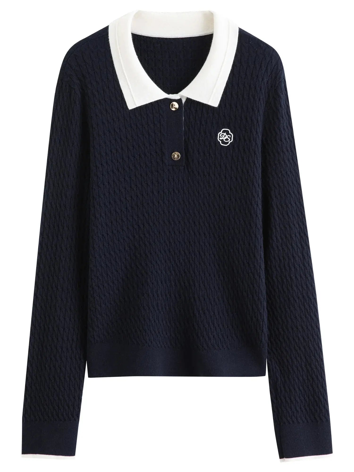 Relaxed Fit Textured Rib-Collar Knit Top