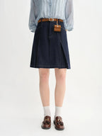 Retro Contrast A-Line Denim Skirt