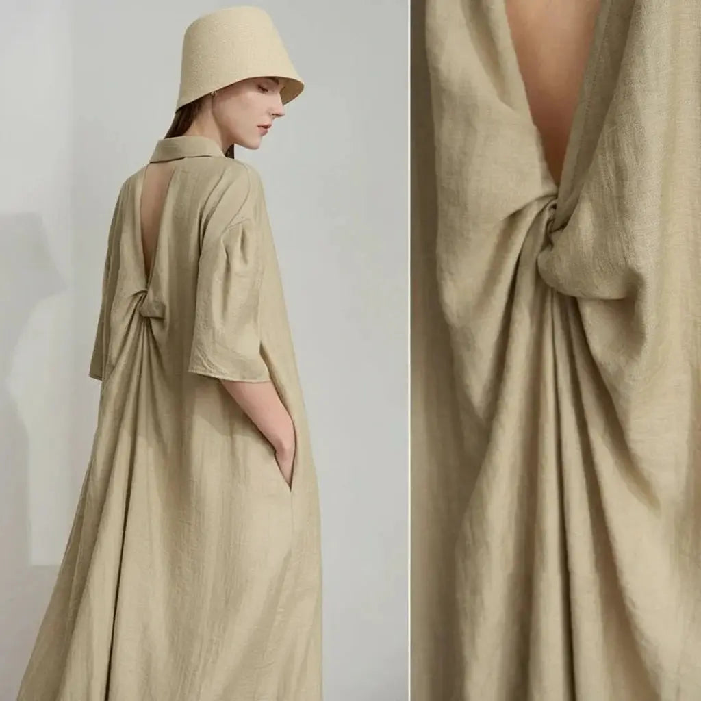 Loose Linen Drop Shoulder Dress