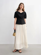 Strapless Slim-Fit Top Solid Black & White Tees