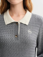 Relaxed Fit Textured Rib-Collar Knit Top