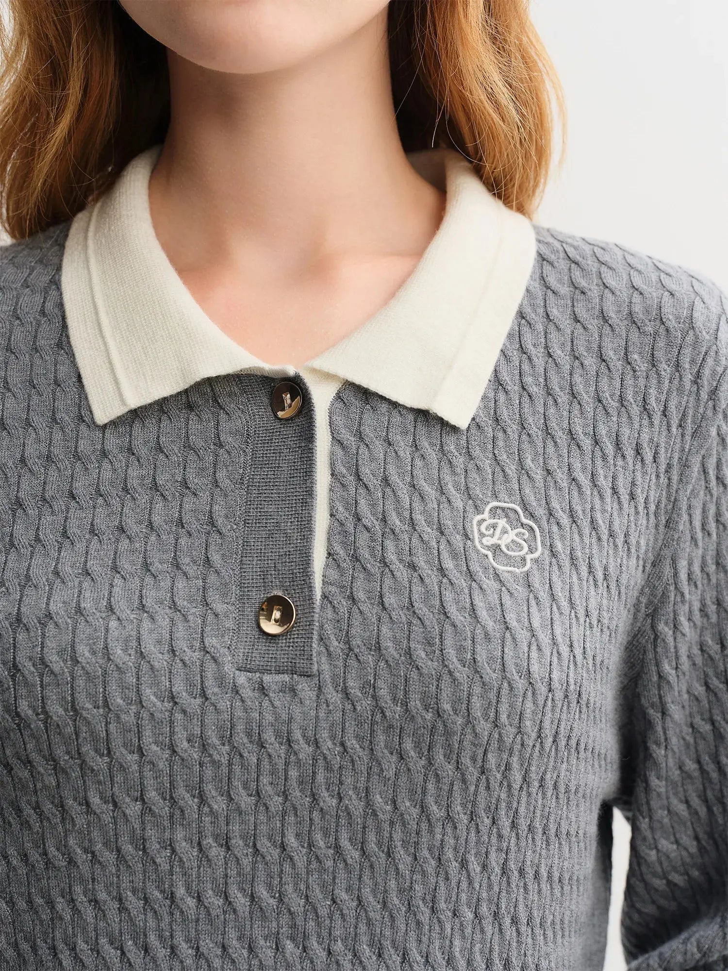 Relaxed Fit Textured Rib-Collar Knit Top