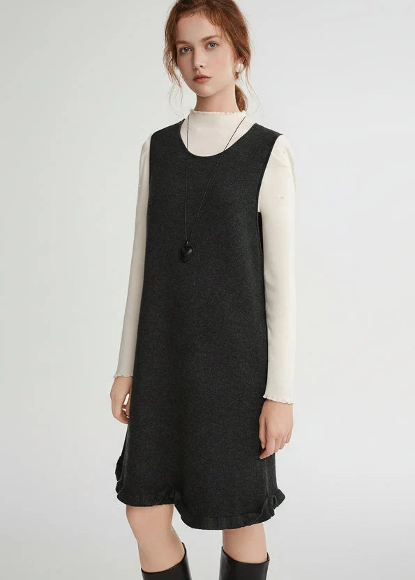 Ruffled Mini Sleeveless Dress Chic Knitted Vestido