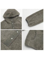 Hooded Granular Fleece Jacket Loose Casual Short Coat