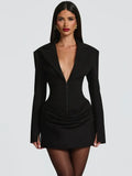 High-Waist Long Sleeve Mini Dress