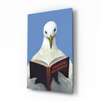Blue Sky Seagull With Open Book Glass Wall Art