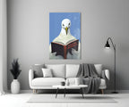Blue Sky Seagull With Open Book Glass Wall Art