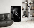 Drifting Astronaut Starry Black Space Glass Wall Art